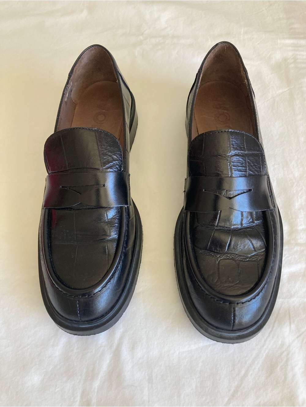 Wonders B-9104 Loafer Croc Embossed Leather Black Size 38